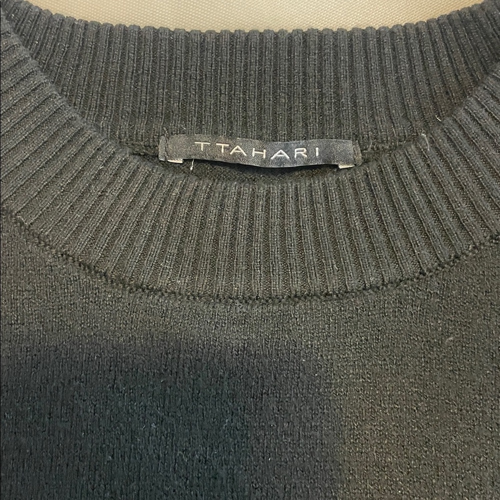 Tahari Black Sweater with White Dots - Picture 2 of 9